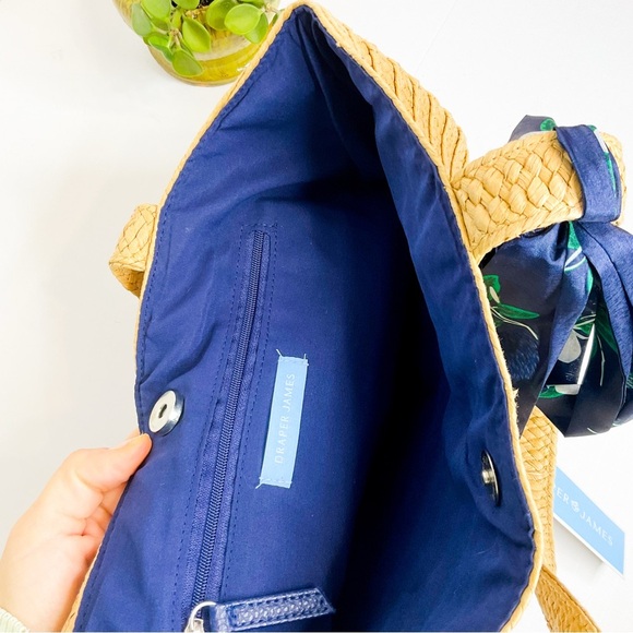 NWT Draper James Cute Rattan Handbag With Floral Scarf - Picture 6 of 7